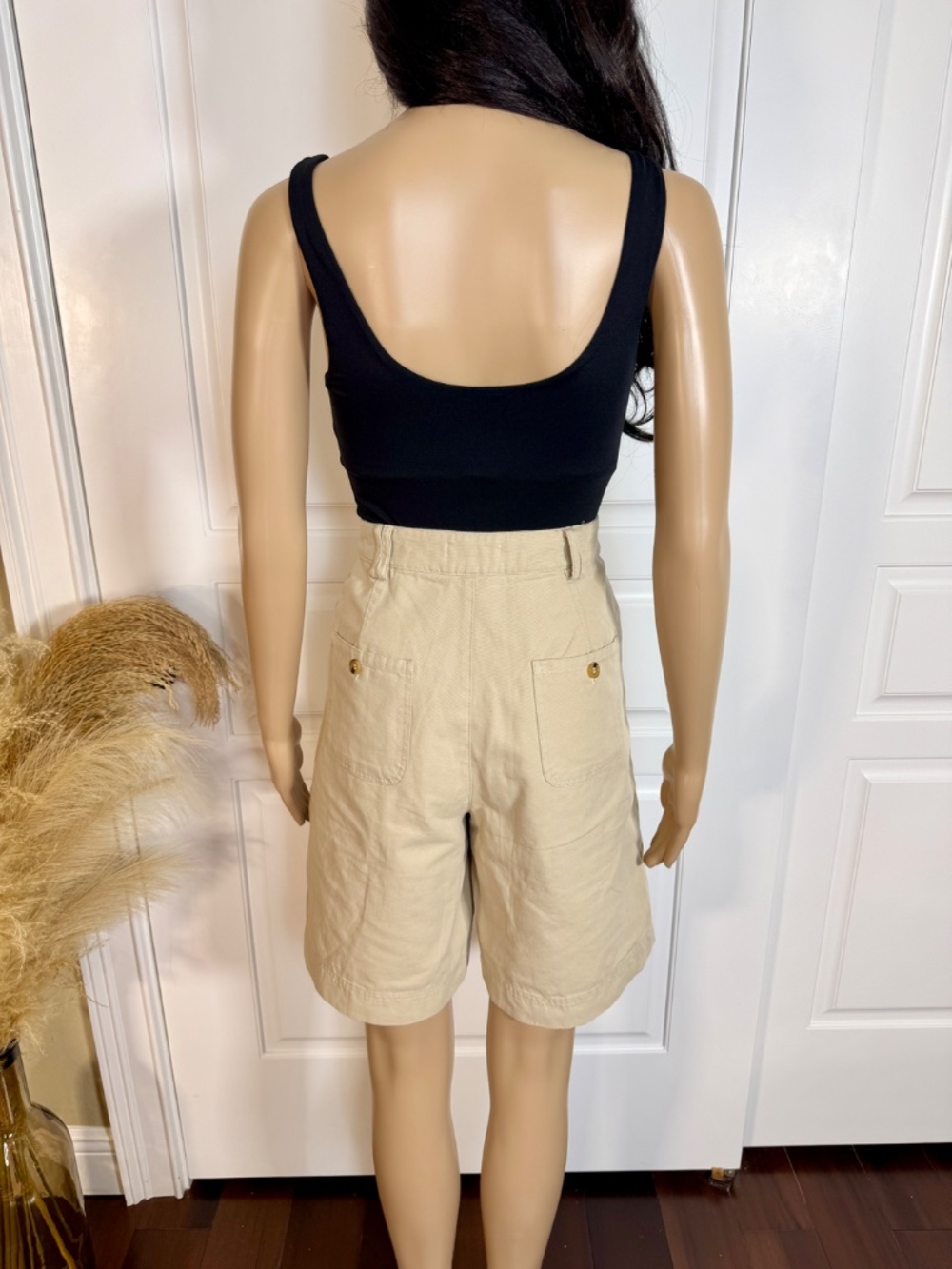 HIGH WAIST DENIM KHAKI CHINO SHORTS - NWOT - Picture 8 of 17